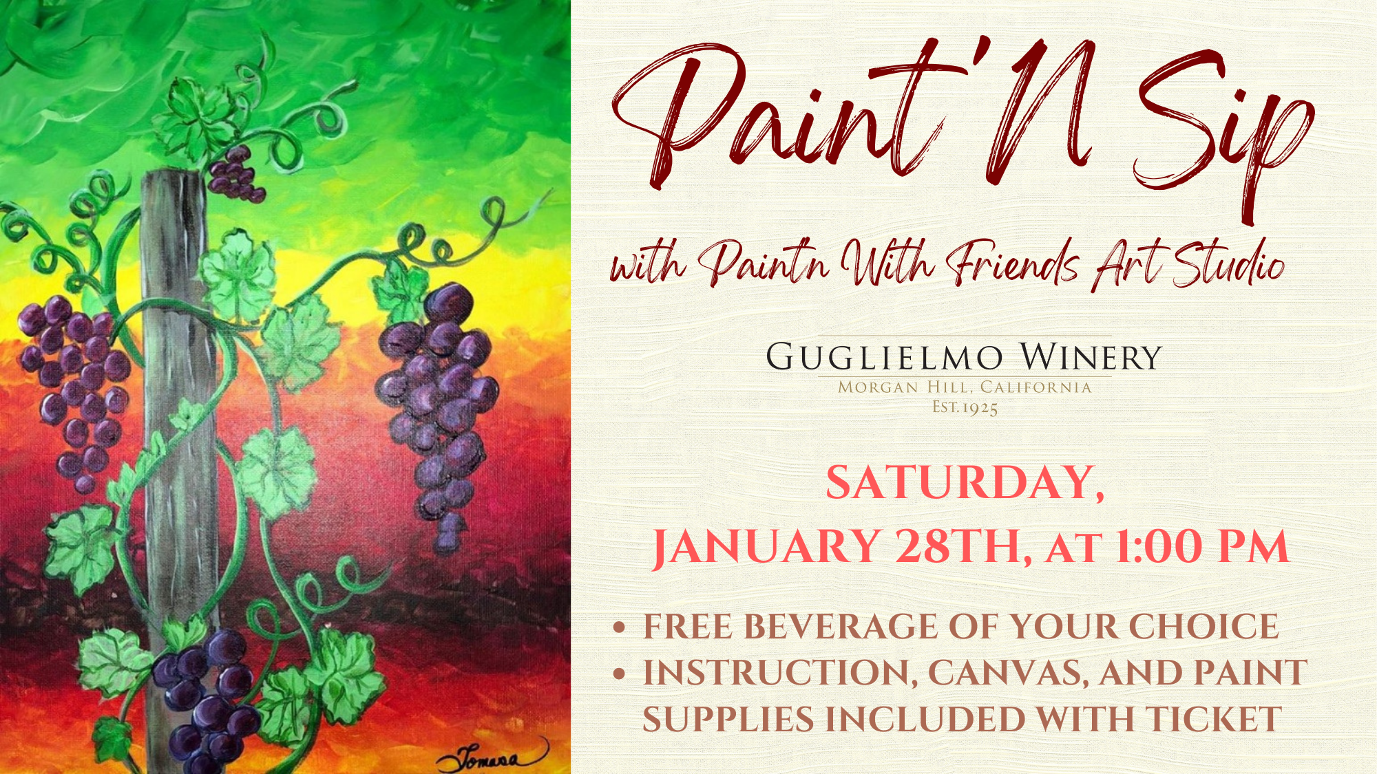 Paint and Sip with Guglielmo Winery, January 28th