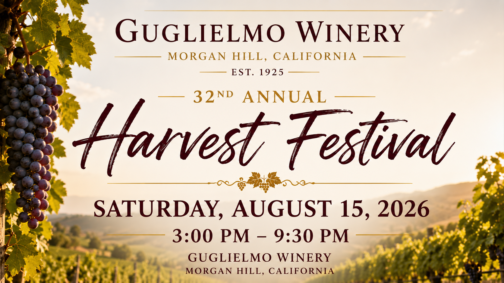 Harvest Festival 2026 Guglielmo Winery